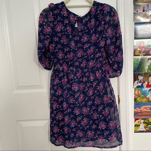 Forever 21 Floral 3/4 Quarter Sleeve MIDI Dress - Picture 3 of 4